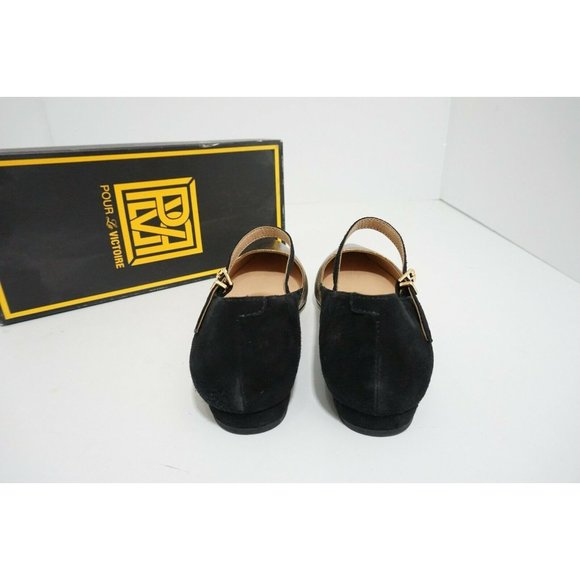Pour La Victoire Bonat Flat Bronze Black Women's Flats Ankle Strap US 7.5 M $250 - Picture 5 of 11